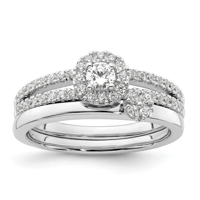 Goldia Rings 14K White Gold Lab Grown VSSI FGH Diamond Two Promises Halo Engagement Ring