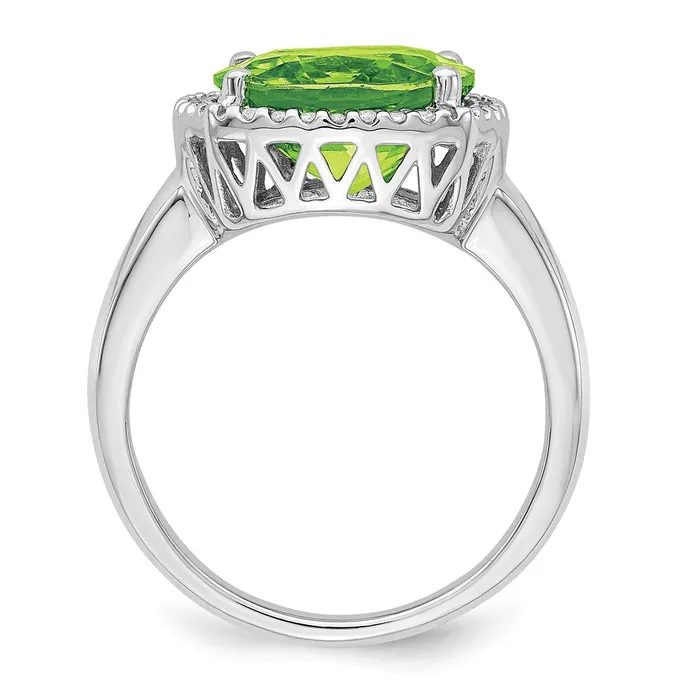 Goldia Rings 14k White Gold Peridot and Real Diamond Ring