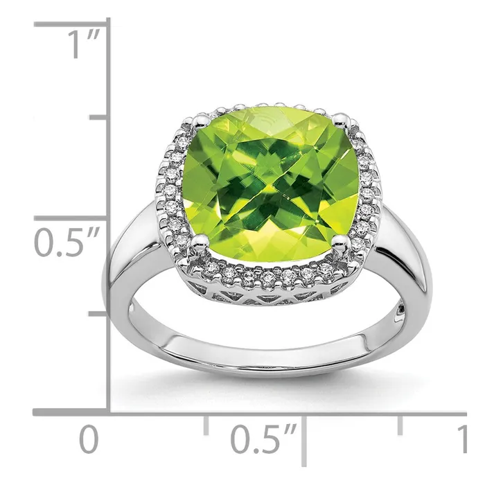 Goldia Rings 14k White Gold Peridot and Real Diamond Ring