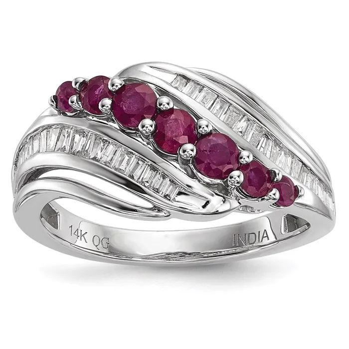 Goldia Rings 14k White Gold Real Diamond u0026 Ruby Ring