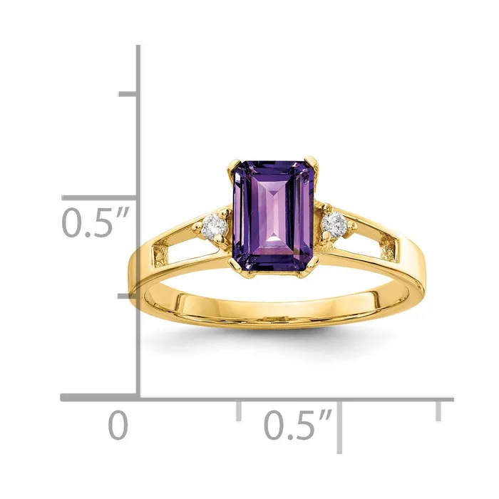 Goldia Rings 14K Yellow Gold 7x5mm Emerald Cut Amethyst A Real Diamond ring