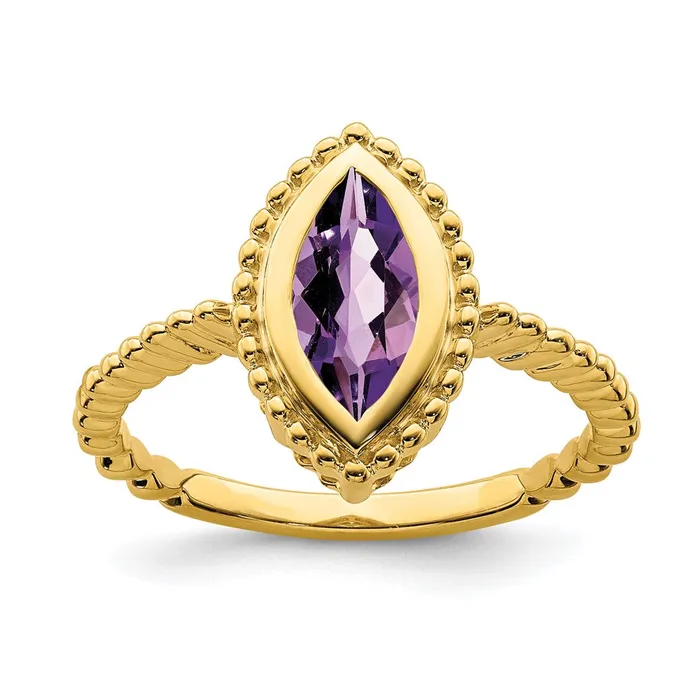 Goldia Rings 14K Yellow Gold Marquise Amethyst Ring