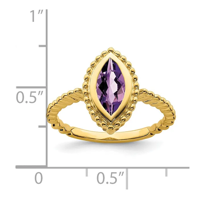 Goldia Rings 14K Yellow Gold Marquise Amethyst Ring