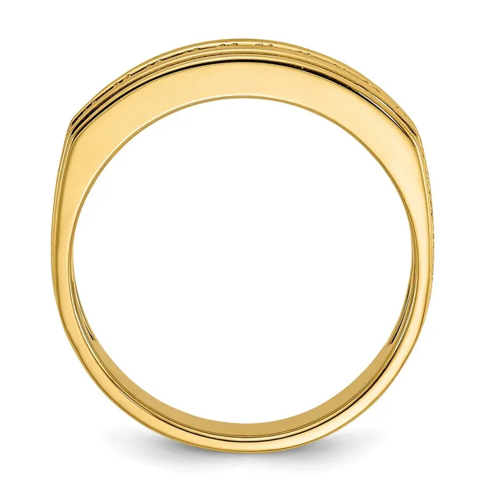 Goldia Rings 14k Yellow Gold Mens Polished and Satin 12 carat Diamond Complete Ring