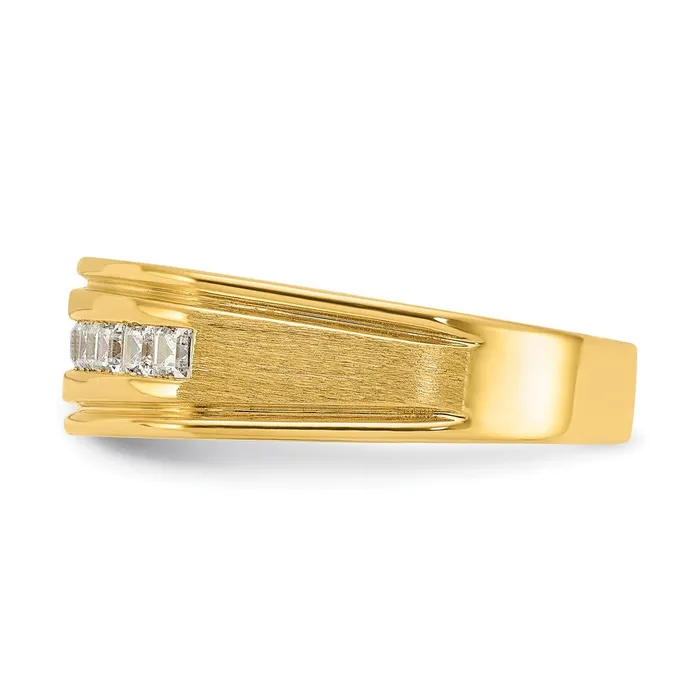 Goldia Rings 14k Yellow Gold Mens Polished and Satin 12 carat Diamond Complete Ring