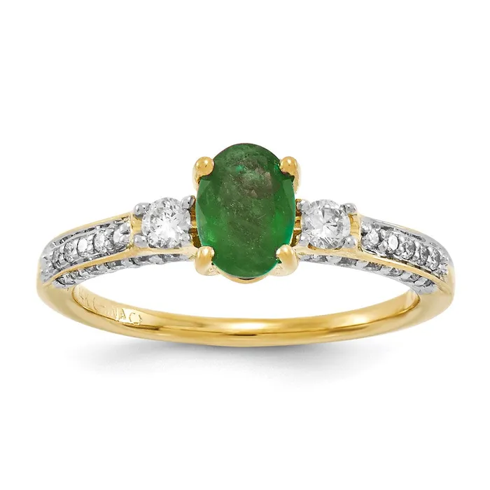 Goldia Rings 14K Yellow Gold Real Diamond u0026 Emerald Ring