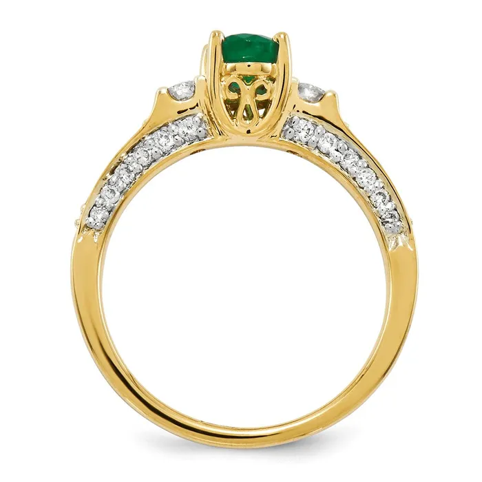 Goldia Rings 14K Yellow Gold Real Diamond u0026 Emerald Ring