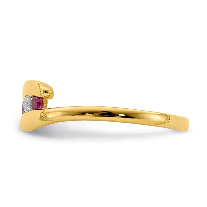 Goldia Rings 14K Yellow Gold Ruby and Real Diamond 3stone Ring