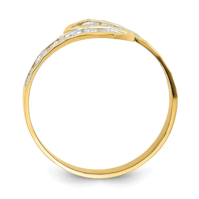 Goldia Rings 14k Yellow Gold wRhodium DiamondCut ByPass Ring
