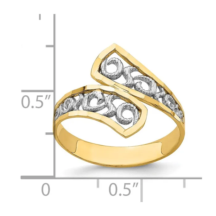 Goldia Rings 14k Yellow Gold wRhodium DiamondCut ByPass Ring