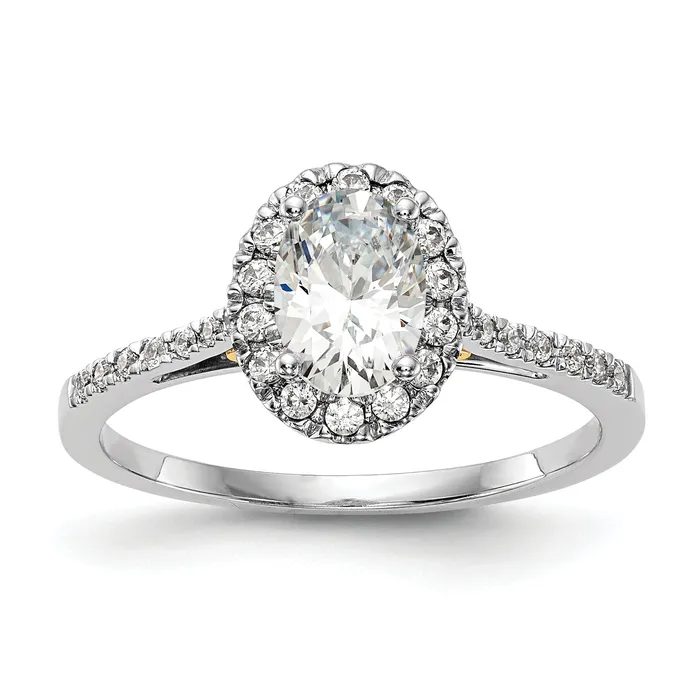 Goldia Rings 200ct CZ Solid Real 14k Twotone Oval Halo Engagement Ring