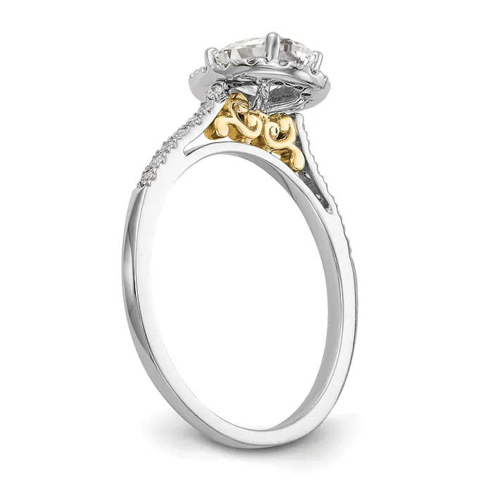 Goldia Rings 200ct CZ Solid Real 14k Twotone Oval Halo Engagement Ring