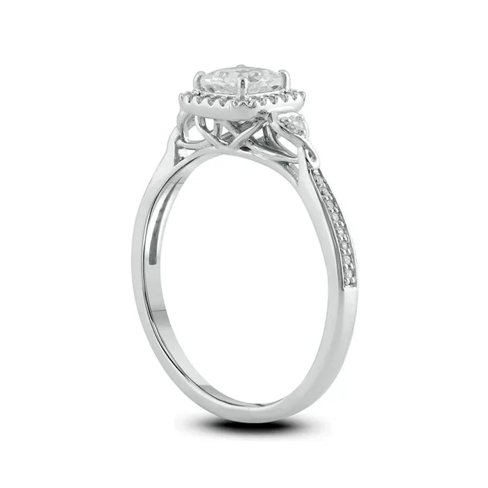 Goldia Rings 50mm CushionCut White LabCreated Sapphire and 017 CT TW Diamond Frame Engagement Ring in Sterling Silver Goldia Rings 50mm CushionCut White LabCreated Sapphire and 017 CT TW Diamond Frame Engagement Ring in Sterling Silver