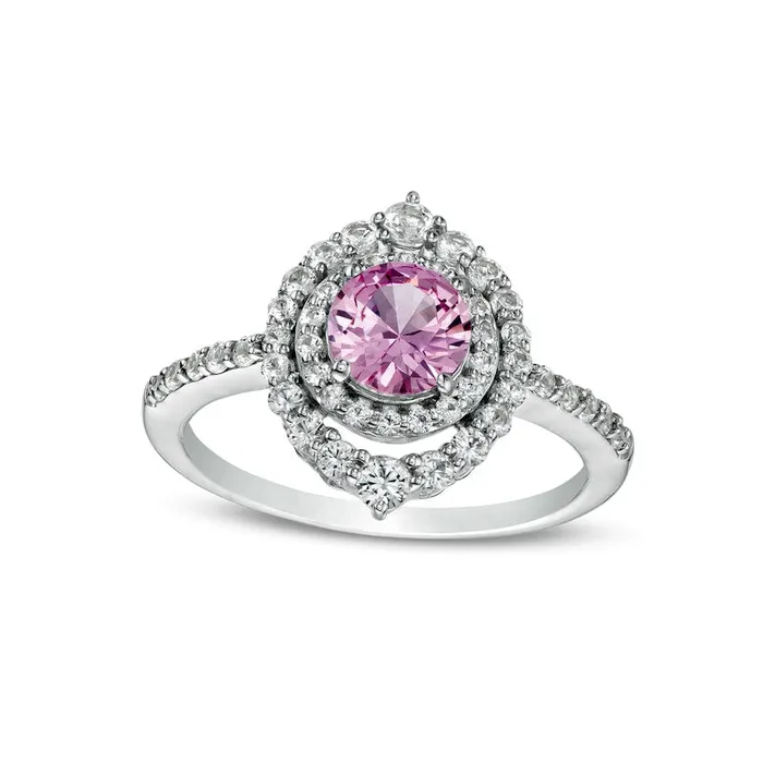 Goldia Rings 60mm Pink and White LabCreated Sapphire Double Crown Frame Ring in Sterling Silver Goldia Rings 60mm Pink and White LabCreated Sapphire Double Crown Frame Ring in Sterling Silver