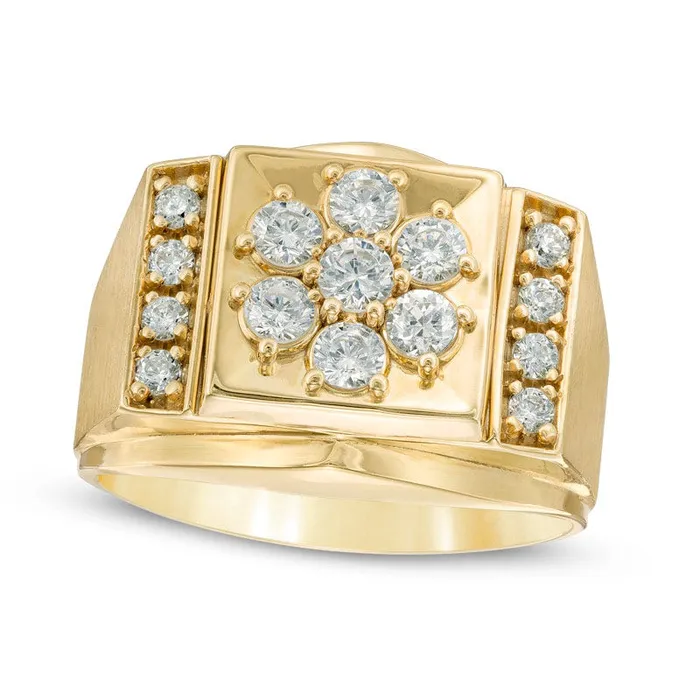 Goldia Rings Mens 10 CT TW Natural Diamond Cluster Comfort Fit Ring in Solid 10K TwoTone Gold Goldia Rings Mens 10 CT TW Natural Diamond Cluster Comfort Fit Ring in Solid 10K TwoTone Gold