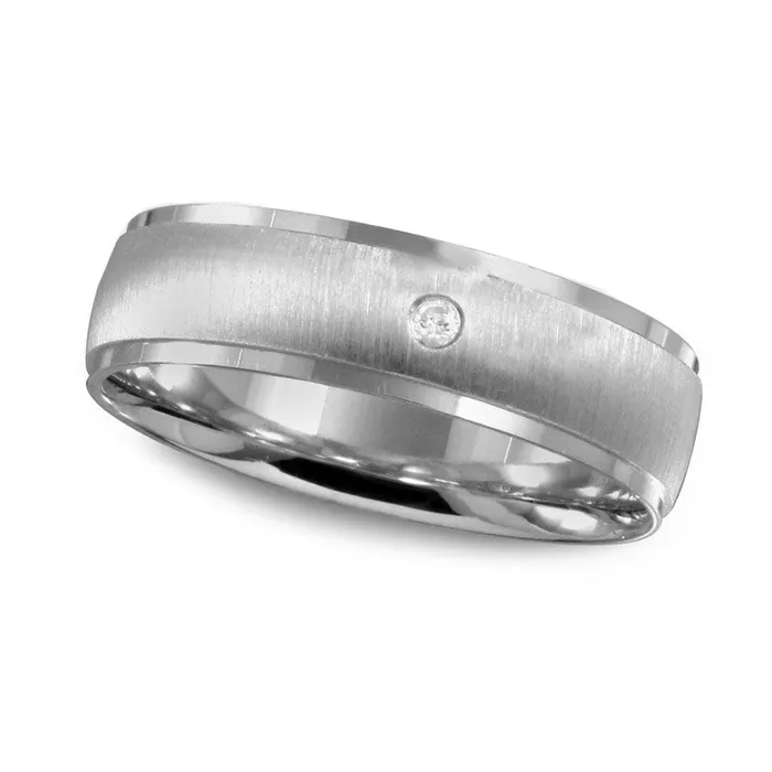 Goldia Rings Mens Natural Clarity Enhanced Diamond Accent Solitaire Wedding Band in Solid 10K White Gold Goldia Rings Mens Natural Clarity Enhanced Diamond Accent Solitaire Wedding Band in Solid 10K White Gold