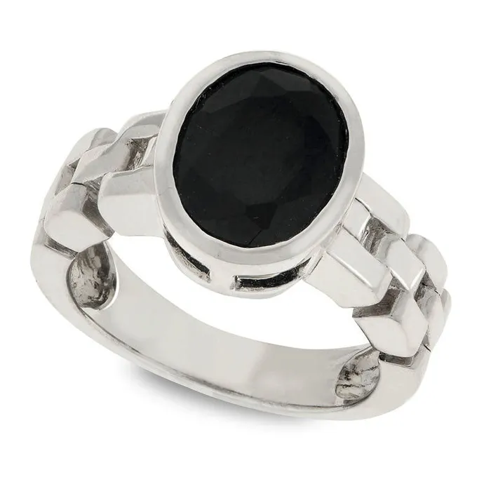 Goldia Rings Oval Onyx Ring in Sterling Silver