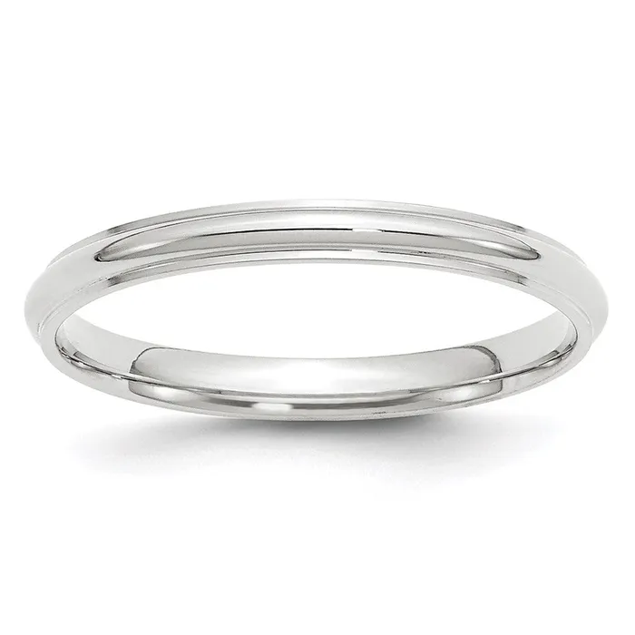 Goldia Rings Solid 10K White Gold 25mm Half Round with Edge MensWomens Wedding Band Ring Size 10