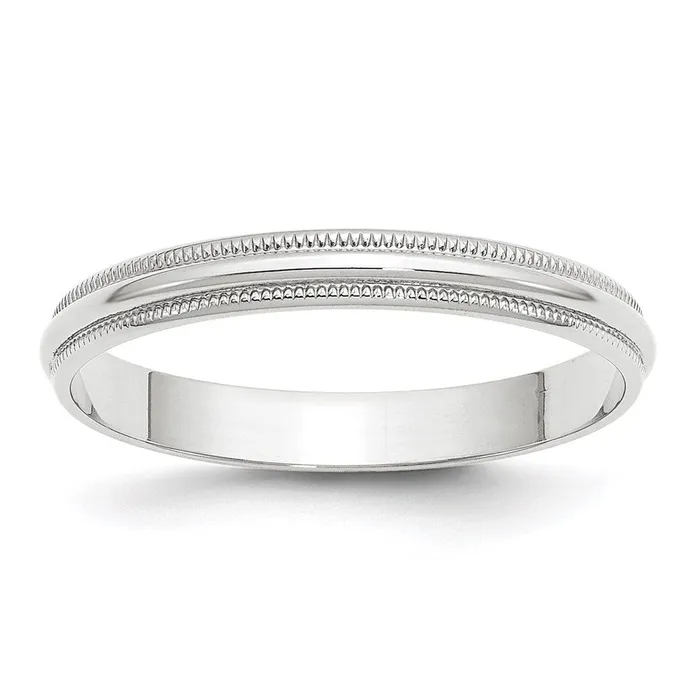 Goldia Rings Solid 14K White Gold 3mm Light Weight Milgrain Half Round MensWomens Wedding Band Ring Size 13 Goldia Rings Solid 14K White Gold 3mm Light Weight Milgrain Half Round MensWomens Wedding Band Ring Size 13