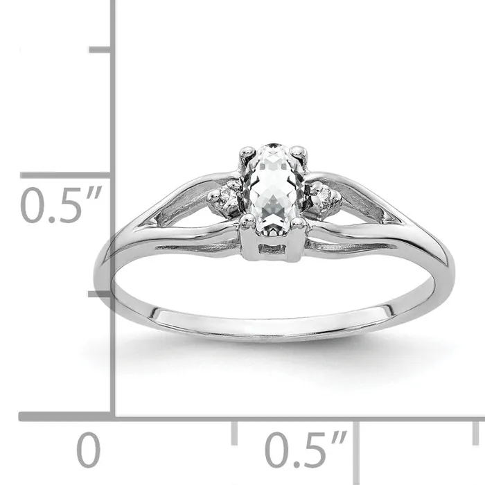Goldia Rings Solid 14k White Gold 5x3mm Oval Cubic Zirconia AA Simulated CZ Ring