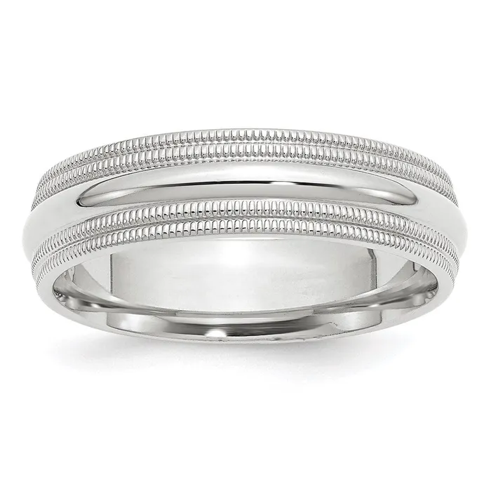 Goldia Rings Solid 14K White Gold 6mm Double Milgrain Comfort Fit MensWomens Wedding Band Ring Size 10 Goldia Rings Solid 14K White Gold 6mm Double Milgrain Comfort Fit MensWomens Wedding Band Ring Size 10