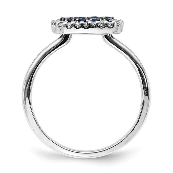 Goldia Rings Solid 14k White Gold Simulated CZ and Sapphire Ring