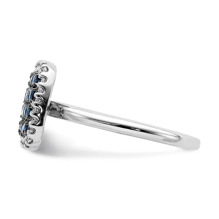Goldia Rings Solid 14k White Gold Simulated CZ and Sapphire Ring
