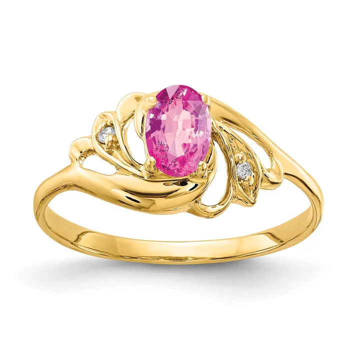 Goldia Rings Solid 14k Yellow Gold 6x4mm Oval PinK Simulated Sapphire VS CZ Ring Goldia Rings Solid 14k Yellow Gold 6x4mm Oval PinK Simulated Sapphire VS CZ Ring