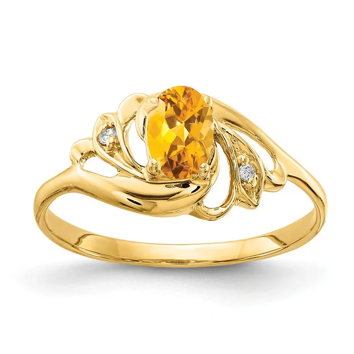 Goldia Rings Solid 14k Yellow Gold 6x4mm Oval Simulated Citrine A CZ Ring