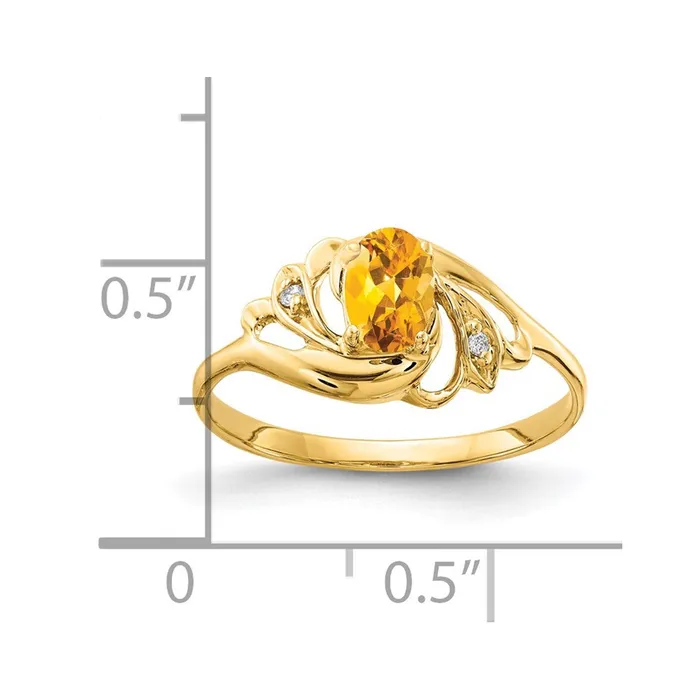 Goldia Rings Solid 14k Yellow Gold 6x4mm Oval Simulated Citrine A CZ Ring