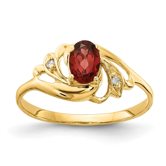 Goldia Rings Solid 14k Yellow Gold 6x4mm Oval Simulated Garnet AA CZ Ring