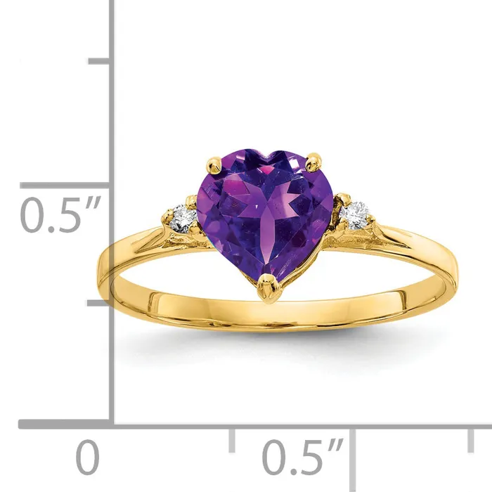 Goldia Rings Solid 14k Yellow Gold 7mm Heart Simulated Amethyst AAA CZ Ring