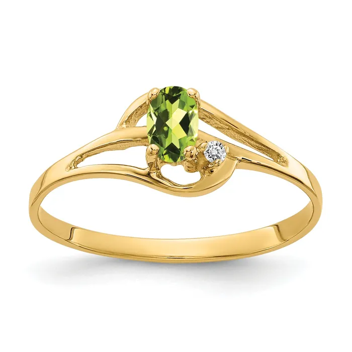 Goldia Rings Solid 14k Yellow Gold Simulated Peridot CZ Ring