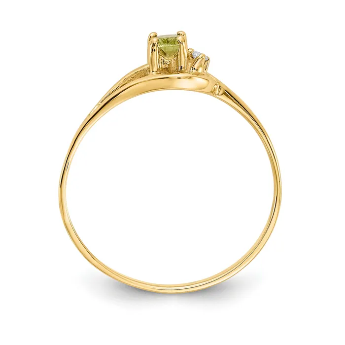 Goldia Rings Solid 14k Yellow Gold Simulated Peridot CZ Ring