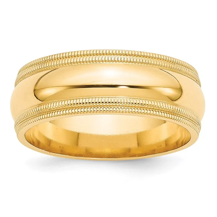 Goldia Rings Solid 18K Yellow Gold 8mm Double Milgrain Comfort Fit MensWomens Wedding Band Ring Size 8 Goldia Rings Solid 18K Yellow Gold 8mm Double Milgrain Comfort Fit MensWomens Wedding Band Ring Size 8