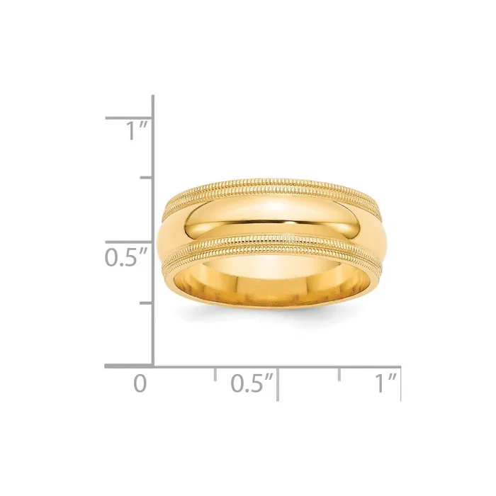 Goldia Rings Solid 18K Yellow Gold 8mm Double Milgrain Comfort Fit MensWomens Wedding Band Ring Size 8 Goldia Rings Solid 18K Yellow Gold 8mm Double Milgrain Comfort Fit MensWomens Wedding Band Ring Size 8