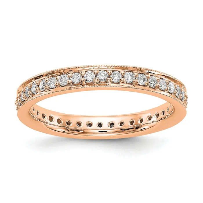 Goldia Rings Solid Real 14k Rose Gold Polished Round 12 CT Vintage CZ Eternity Wedding Band Ring Goldia Rings Solid Real 14k Rose Gold Polished Round 12 CT Vintage CZ Eternity Wedding Band Ring