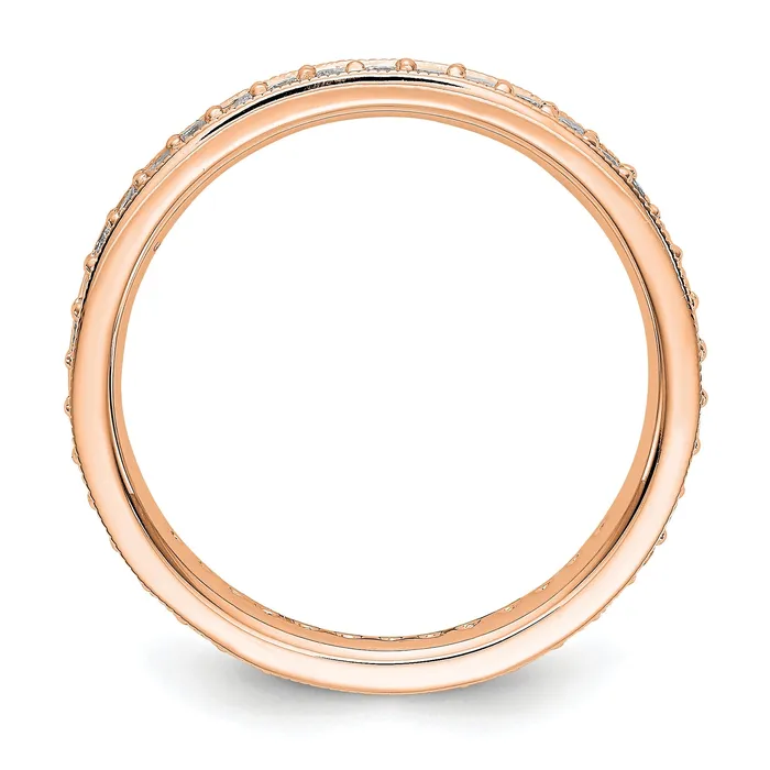 Goldia Rings Solid Real 14k Rose Gold Polished Round 12 CT Vintage CZ Eternity Wedding Band Ring