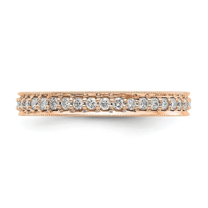 Goldia Rings Solid Real 14k Rose Gold Polished Round 12 CT Vintage CZ Eternity Wedding Band Ring