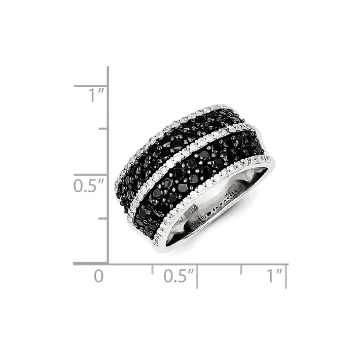 Goldia Rings Sterling Silver Black and White Diamond Ring