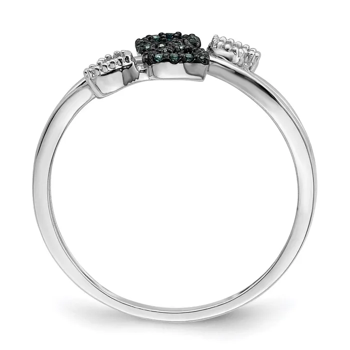 Goldia Rings Sterling Silver Rhod Plated Blue and White Diamond Multi Heart Ring