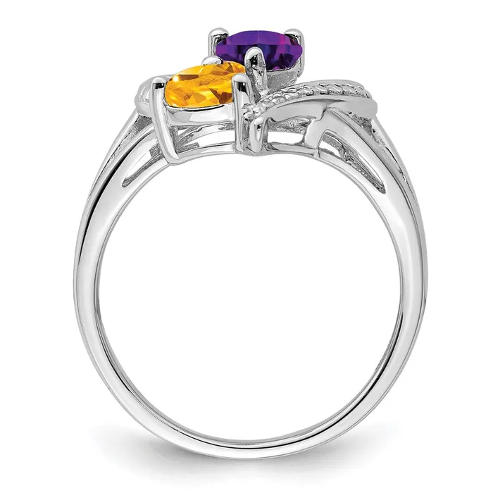 Goldia Rings Sterling Silver Rhodium Amethyst u0026 Citrine Diamond Ring