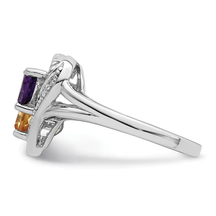 Goldia Rings Sterling Silver Rhodium Amethyst u0026 Citrine Diamond Ring
