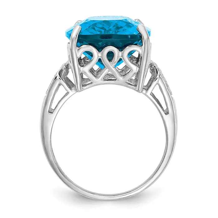 Goldia Rings Sterling Silver Rhodium Blue Topaz u0026 Diamond Ring