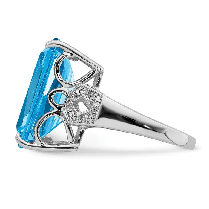 Goldia Rings Sterling Silver Rhodium Blue Topaz u0026 Diamond Ring