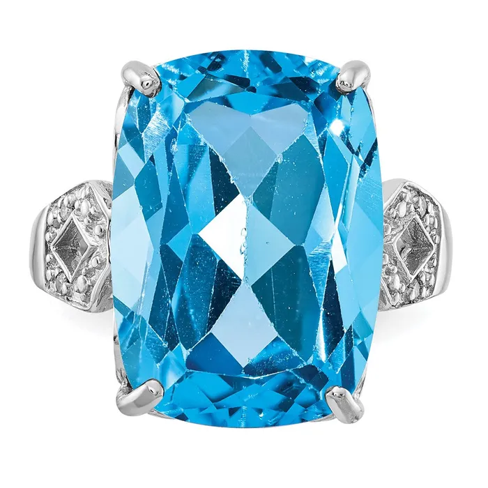 Goldia Rings Sterling Silver Rhodium Blue Topaz u0026 Diamond Ring