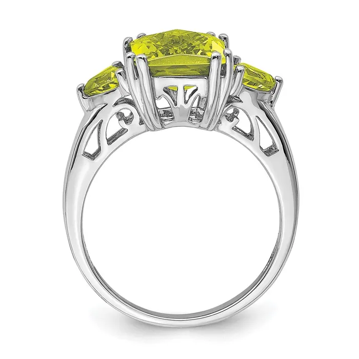 Goldia Rings Sterling Silver Rhodium CheckerCut Lemon Quartz Ring