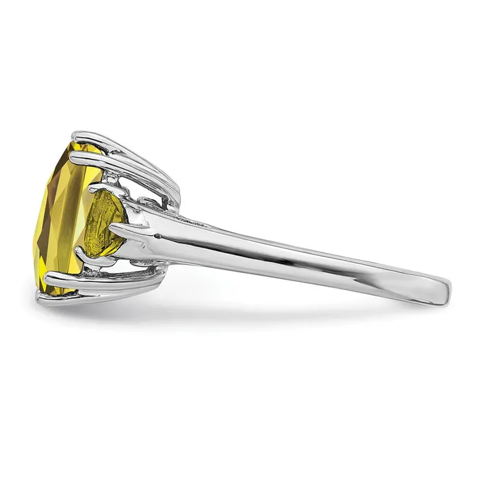 Goldia Rings Sterling Silver Rhodium CheckerCut Lemon Quartz Ring
