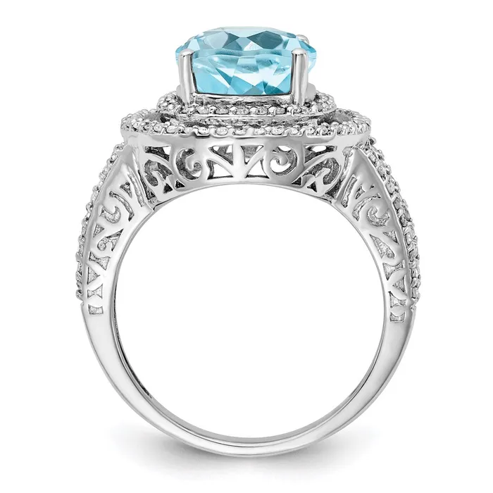 Goldia Rings Sterling Silver Rhodium Diamond u0026 Sky Blue Topaz Ring