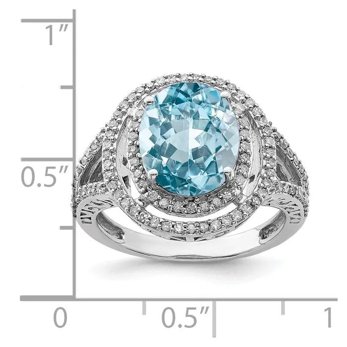 Goldia Rings Sterling Silver Rhodium Diamond u0026 Sky Blue Topaz Ring
